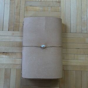 a5 Leather Travelers Journal with Pearl Accent